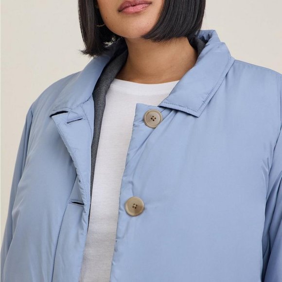Torrid Jacket 4X Blue Shacket Puffer Coat Poly Fill Buttoned Pockets Plus Size - Picture 5 of 5